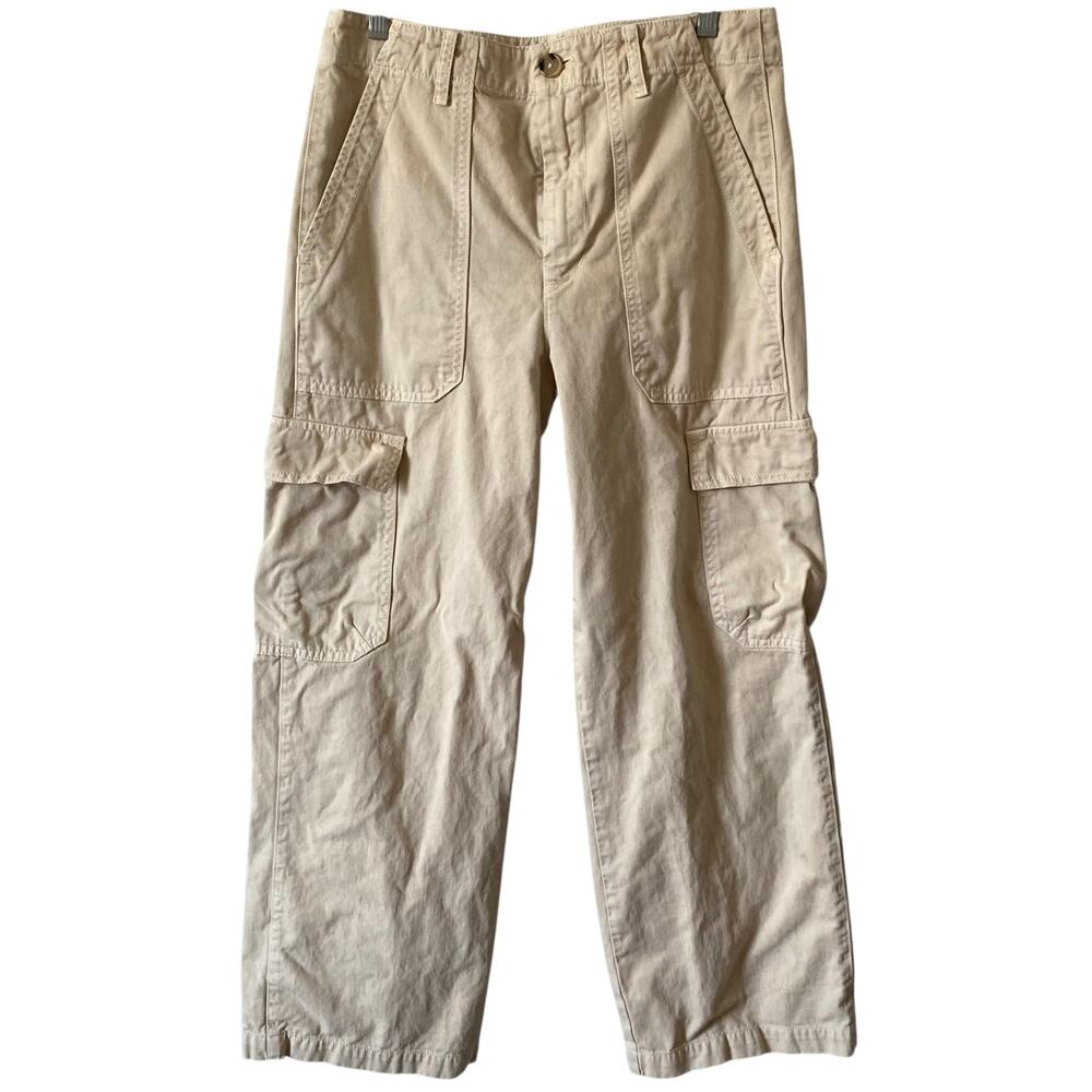 VELVET BY GRAHAM & SPENCER Cargo Pants Cream Size 6 Cotton Boho Trendy - Picture 2 of 5
